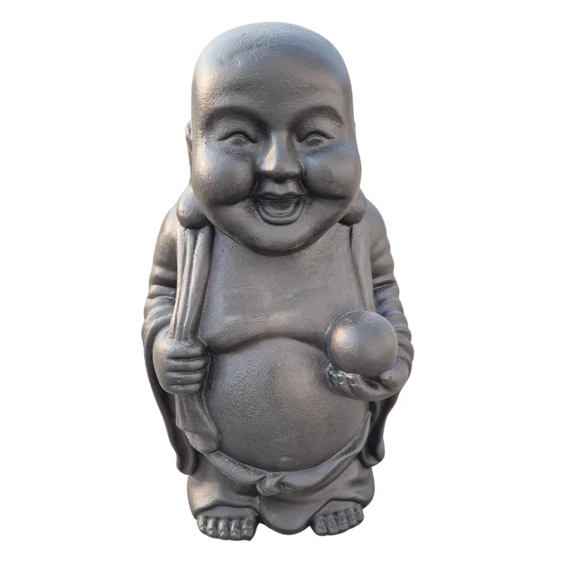 Dekorative Figur LUCKY BUDDHA 70cm antik-schwarz Garten Indoor
