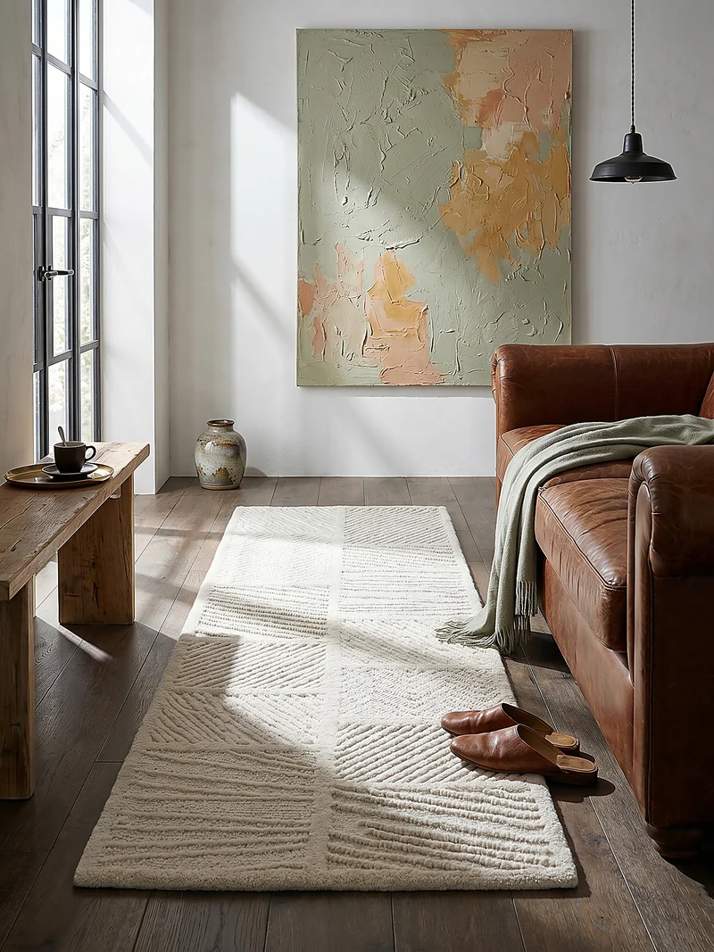 Strukturteppich Blockrelief · 67 % Wollanteil · 14 mm Mittelflor