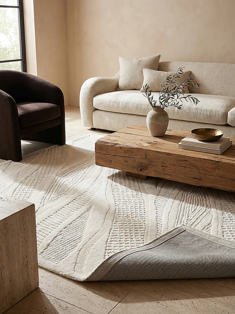 Wollteppich Abstract-Relief · 91 % Wolle · 14 mm Mittelflor
