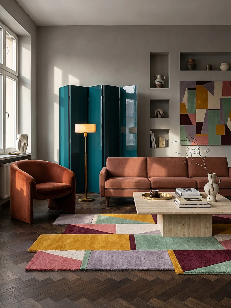 Wollteppich Retroform handgetuftet · 100 % Wolle · 10 mm