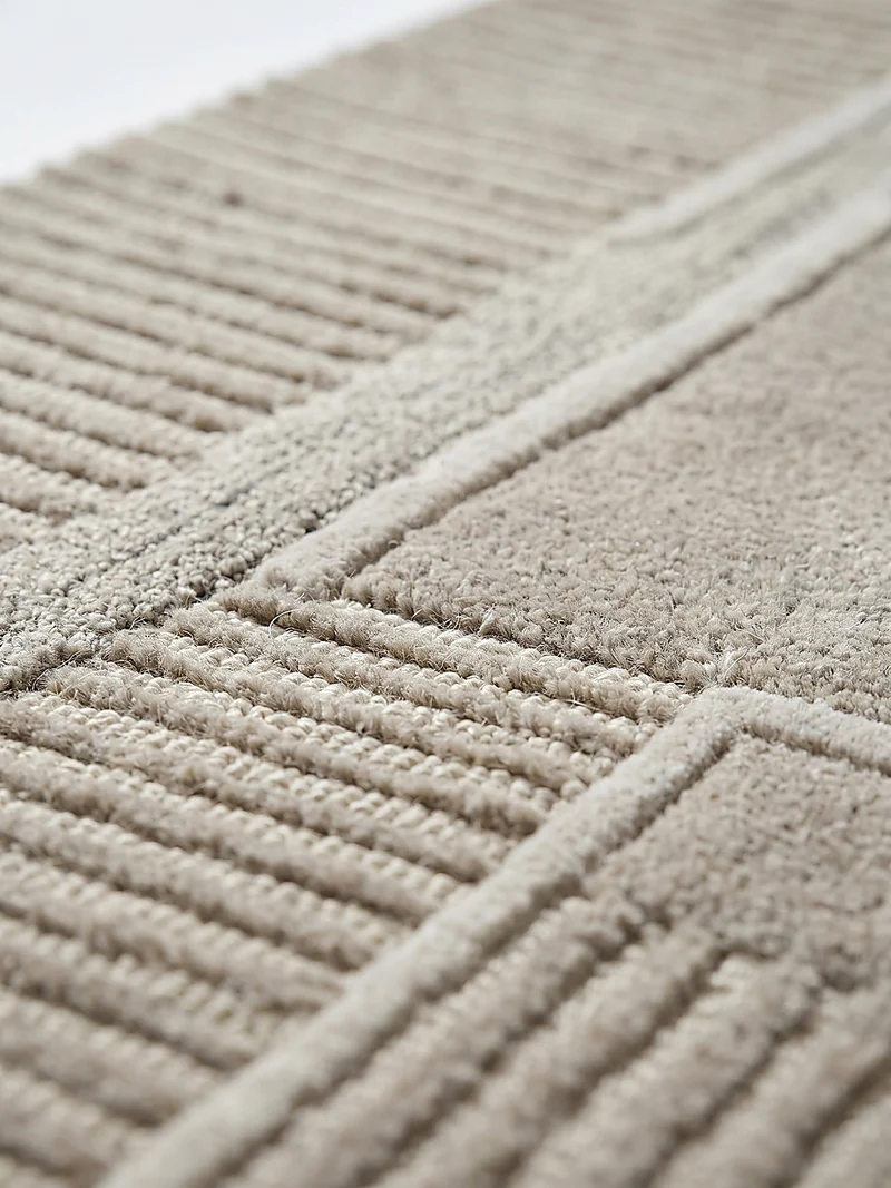 Wollteppich Hoch-Tief-Relief · 100 % Wolle · 6 mm Kurzflor