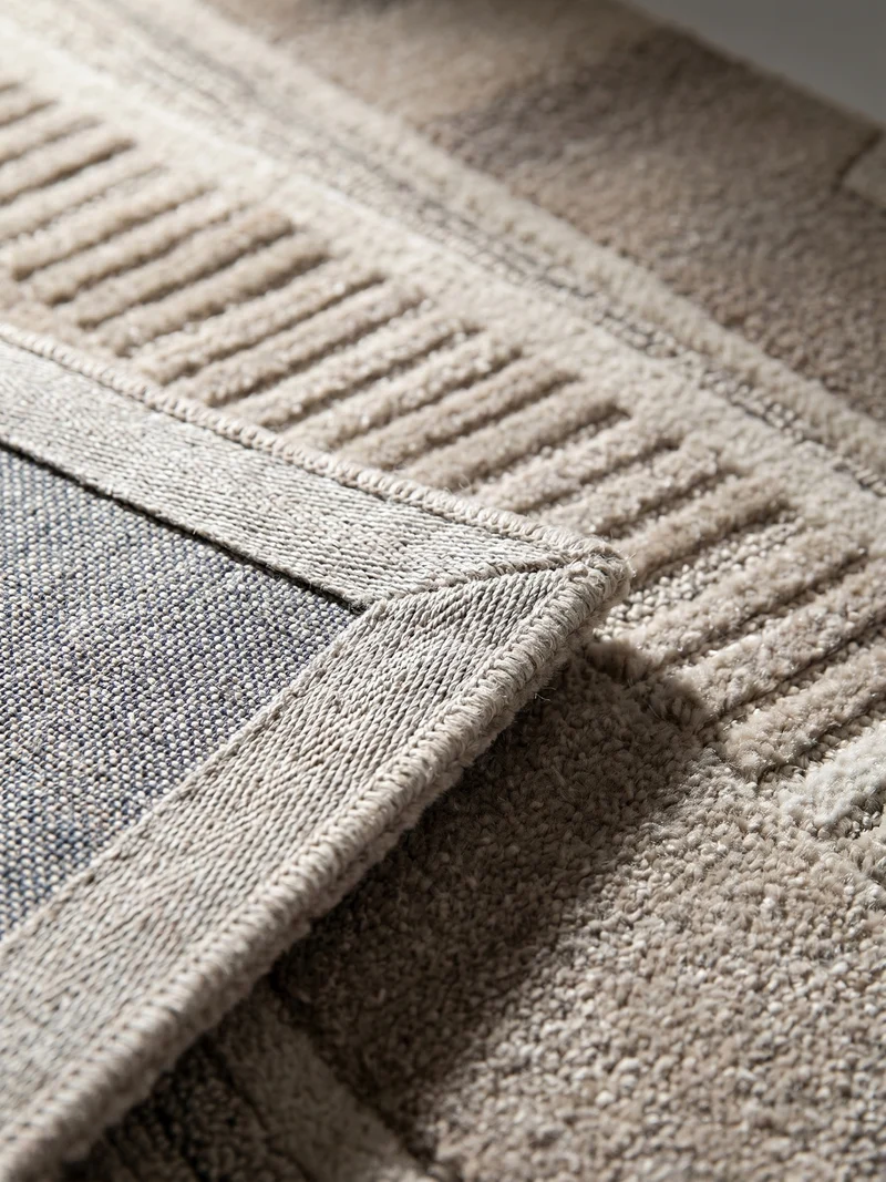 Wollteppich Hoch-Tief-Relief · 100 % Wolle · 6 mm Kurzflor