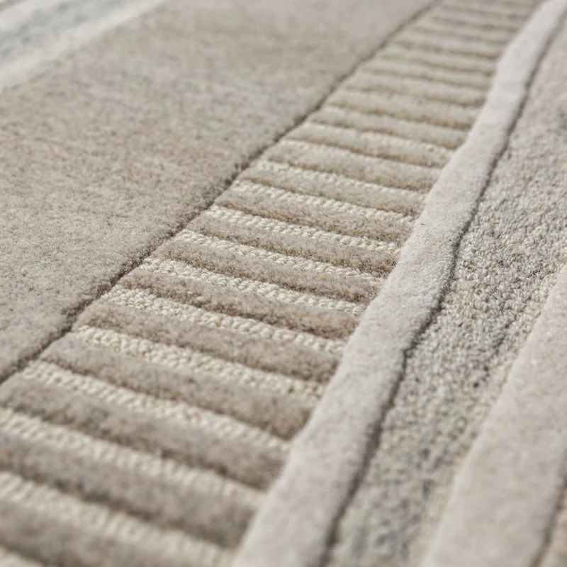 Wollteppich Hoch-Tief-Relief · 100 % Wolle · 6 mm Kurzflor