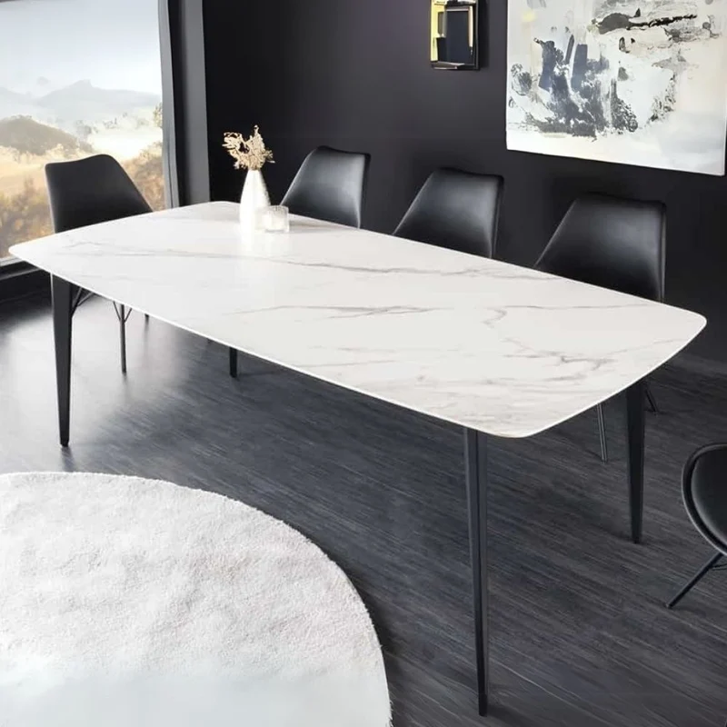 Eleganter Esstisch VENEZIA 180cm weiss-schwarz Marmor-Optik Keramik