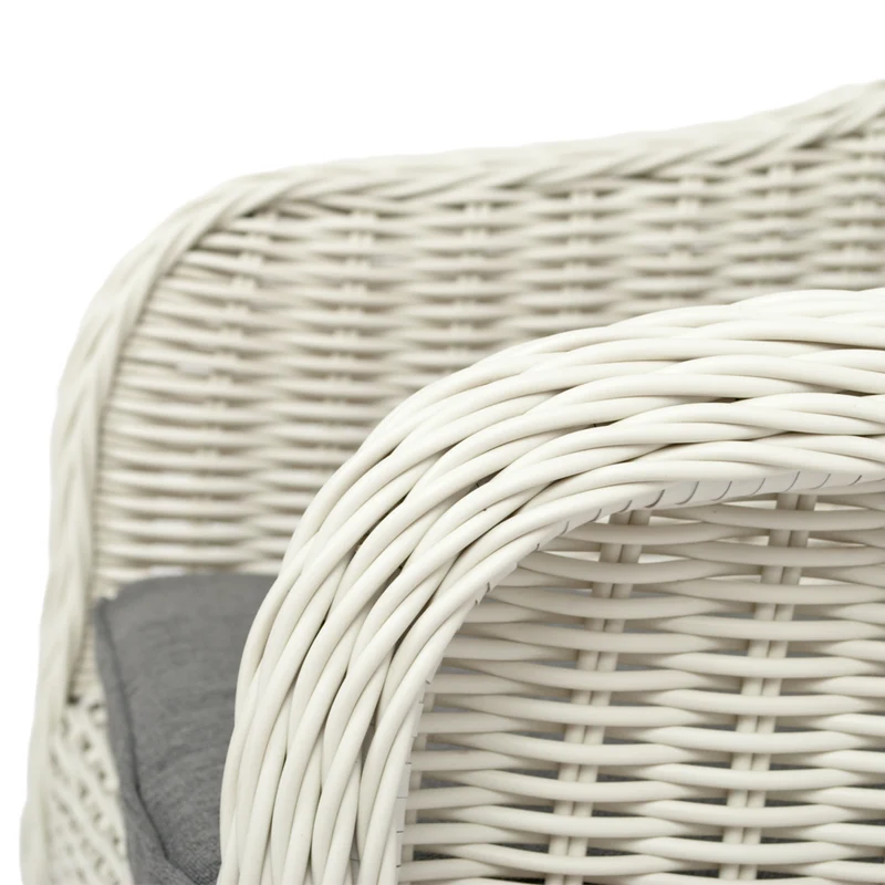 2er Set Sessel BELLA rundes Polyrattan Eierschalenweiß Gartenstuhl