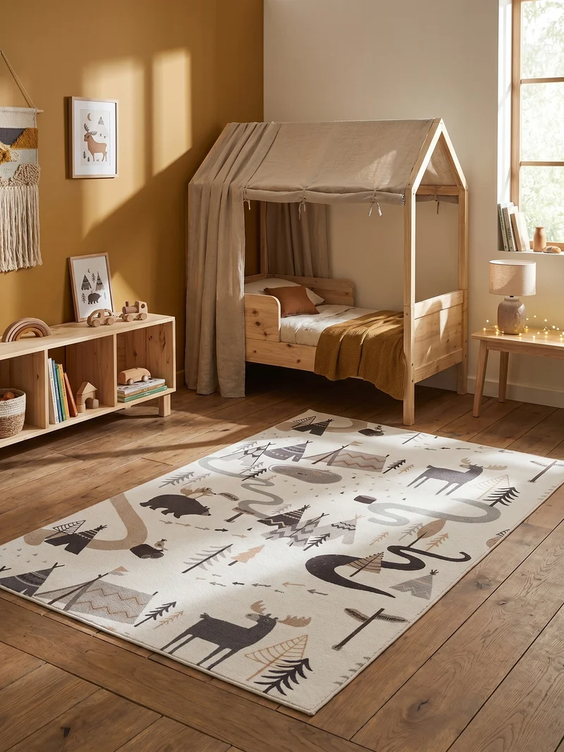 Kinderteppich Waldtiere Spielteppich Waschbar