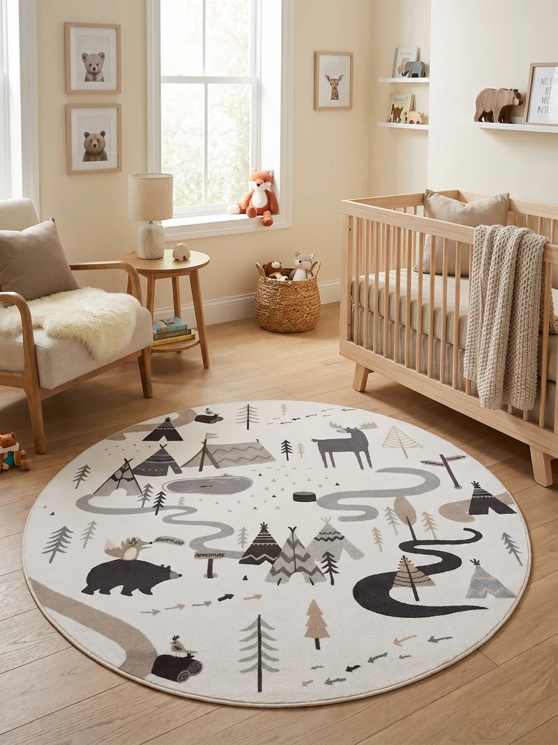 Kinderteppich Waldtiere Spielteppich Waschbar