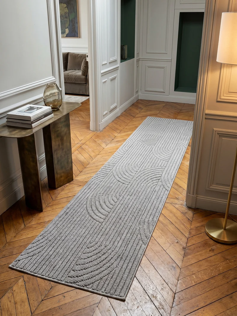 Flachgewebe-Teppich mit geometrischen Bögen Pflegeleicht
