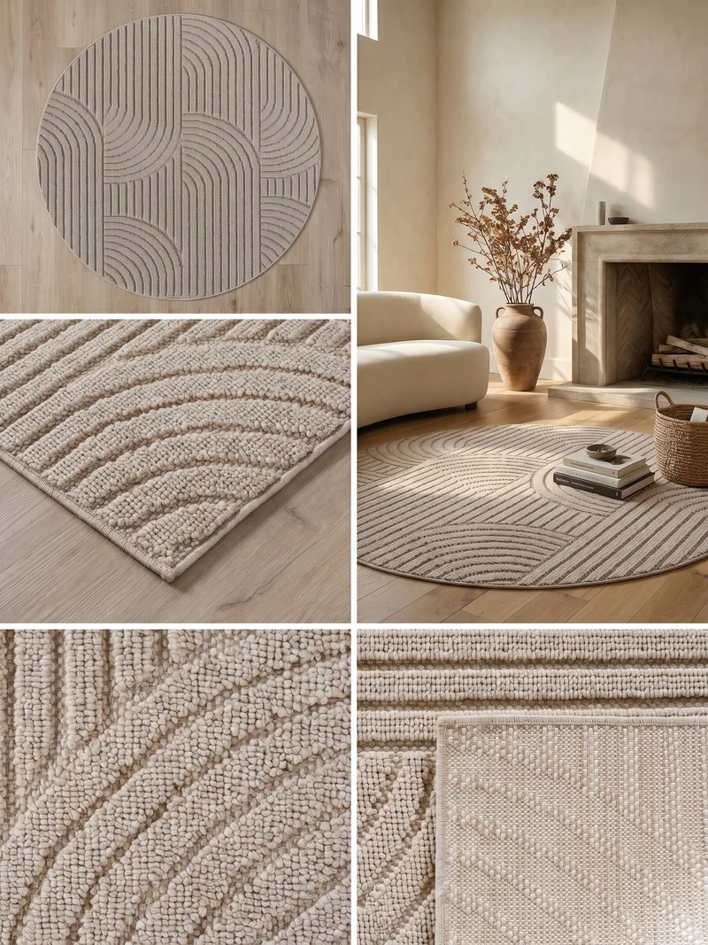 Flachgewebe-Teppich mit geometrischen Bögen Pflegeleicht
