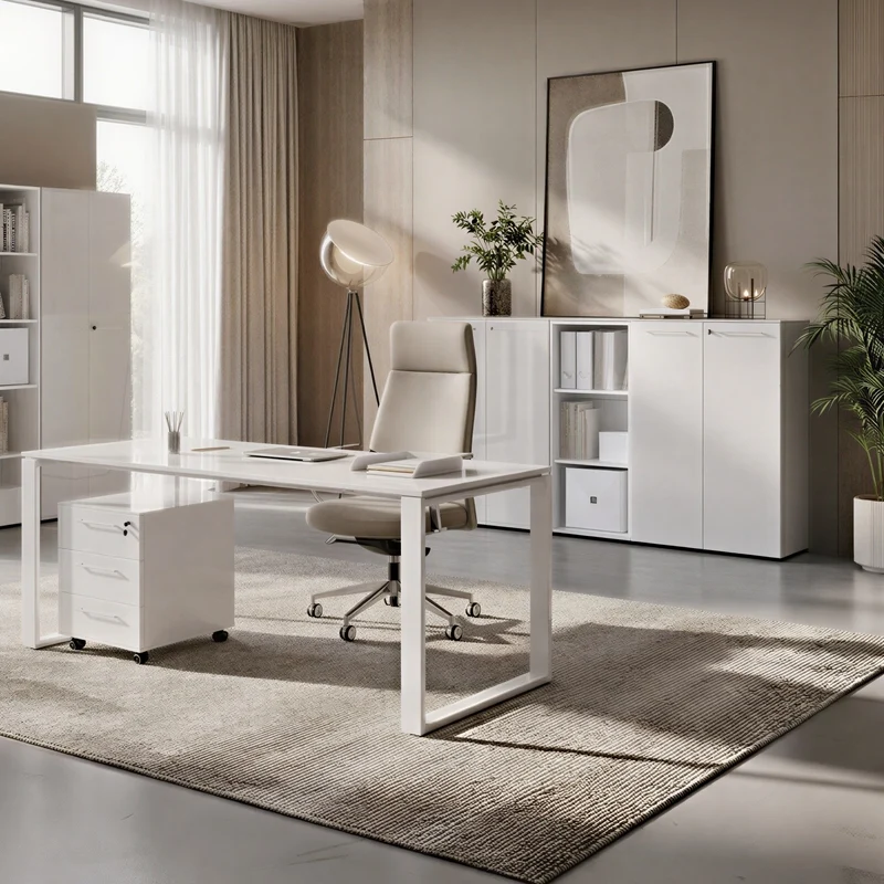 Schreibtisch-Set 160x80 cm | Glasplatte & Container