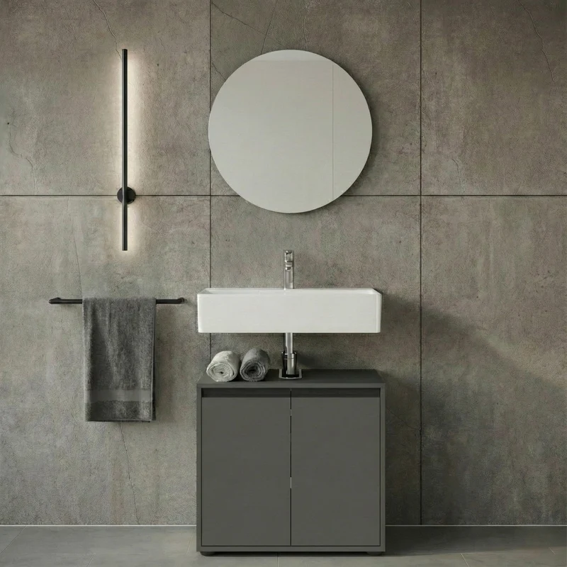 Wandspiegel Rund Ø 60 cm Graphit – Rahmenlos & Made in Germany