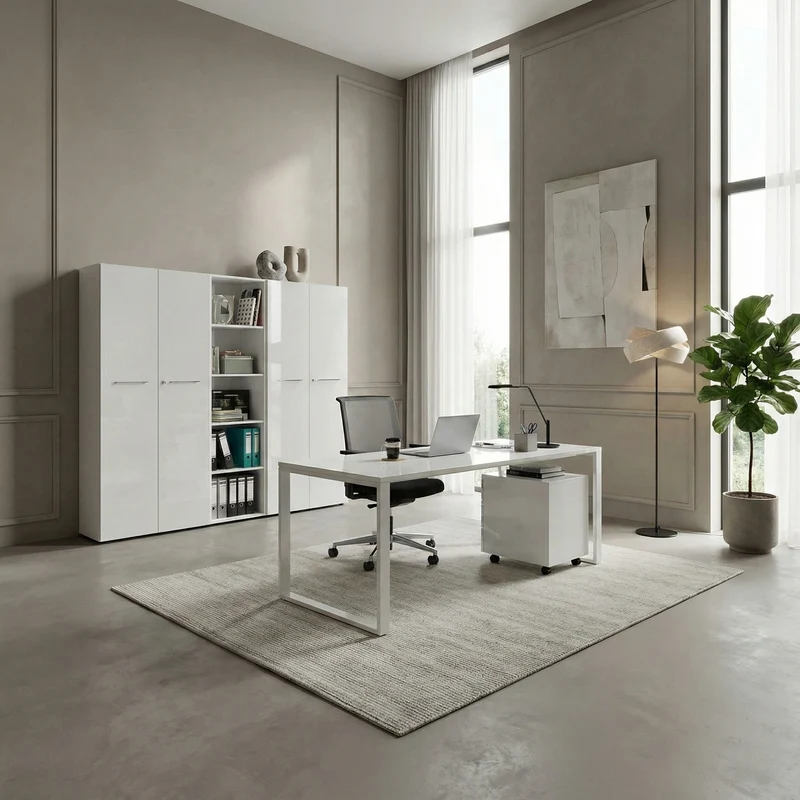 Schreibtisch Glasplatte & Kufengestell | 160x80 cm Weiß