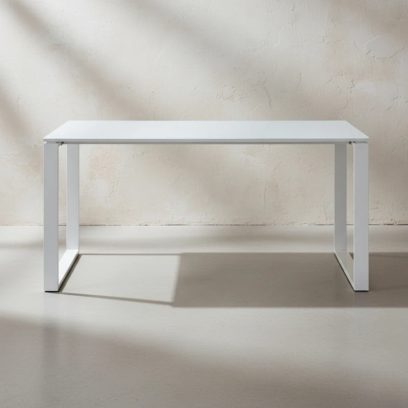 Schreibtisch Glasplatte & Kufengestell | 160x80 cm Weiß