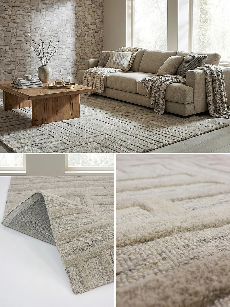 Wollteppich Abstrakt-Muster · 100 % Wolle · 6 mm Kurzflor