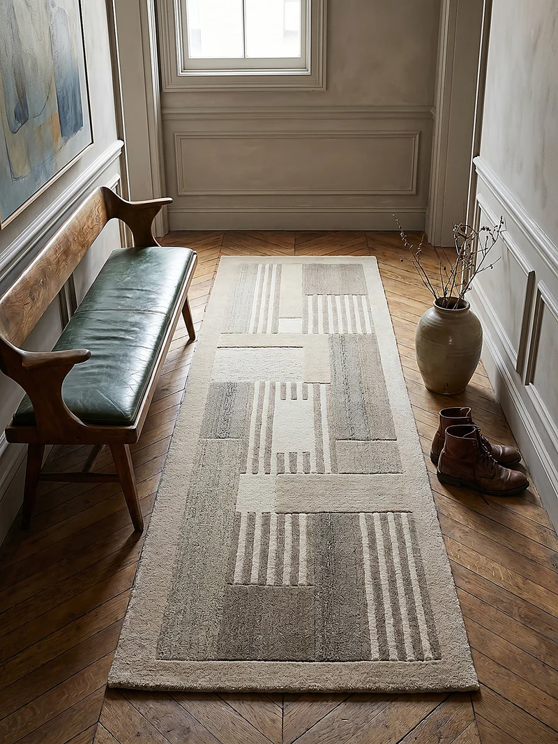 Wollteppich Naturgarn-Muster · 100 % Wolle · 6 mm Kurzflor