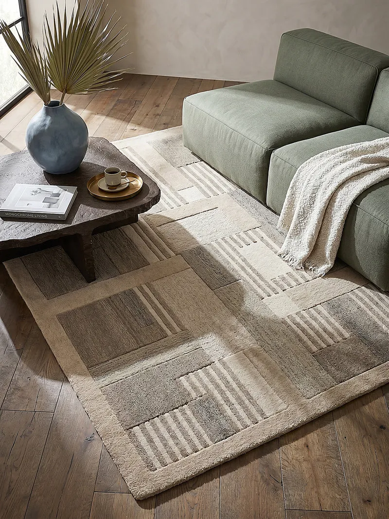 Wollteppich Naturgarn-Muster · 100 % Wolle · 6 mm Kurzflor
