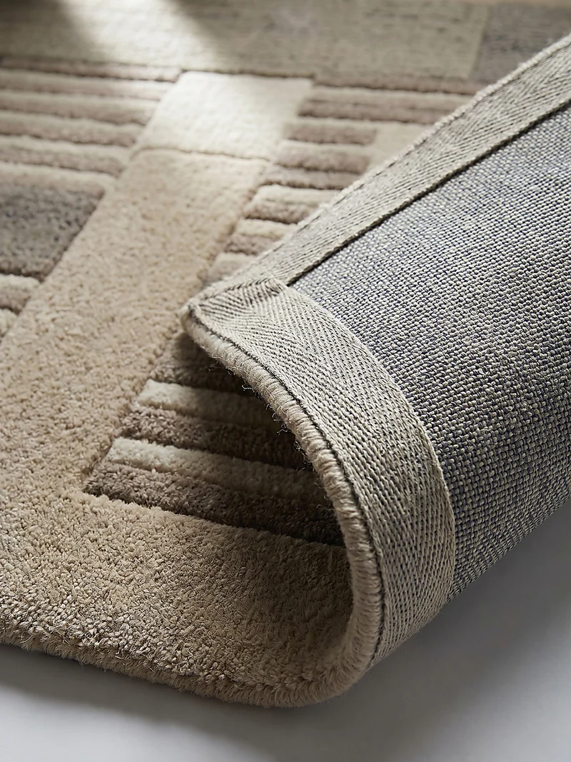 Wollteppich Naturgarn-Muster · 100 % Wolle · 6 mm Kurzflor