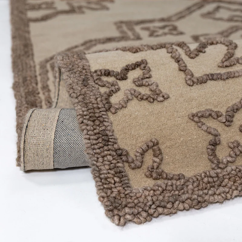 Wollteppich Vintage Medaillon · 88-92 % Wolle handgetuftet · 12 mm Kurzflor