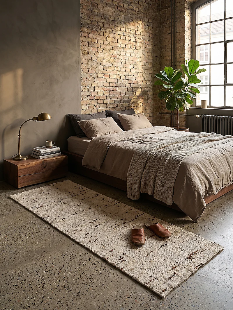 Flachgewebe-Teppich Block-Patchwork · 65 % Wollanteil · Handloomed · Naturweiß mit Akzenten