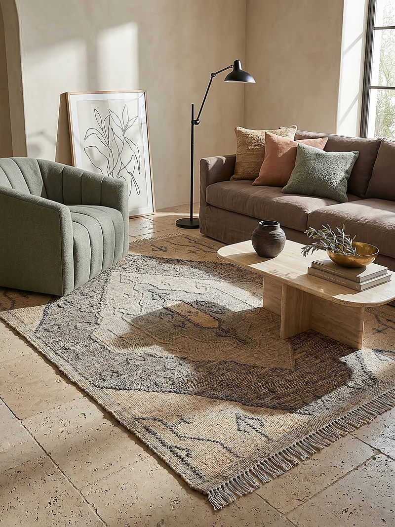 Flachgewebe-Naturfaserteppich Vintage · Wolle & Jute · handgewebt
