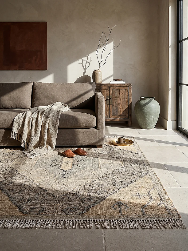 Flachgewebe-Naturfaserteppich Vintage · Wolle & Jute · handgewebt
