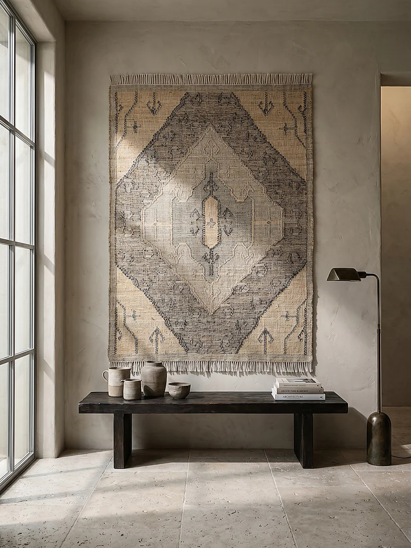 Flachgewebe-Naturfaserteppich Vintage · Wolle & Jute · handgewebt