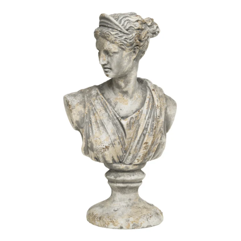 Chic Antique Frauenbüste Antique Grau – Dekorative Skulptur aus Zement