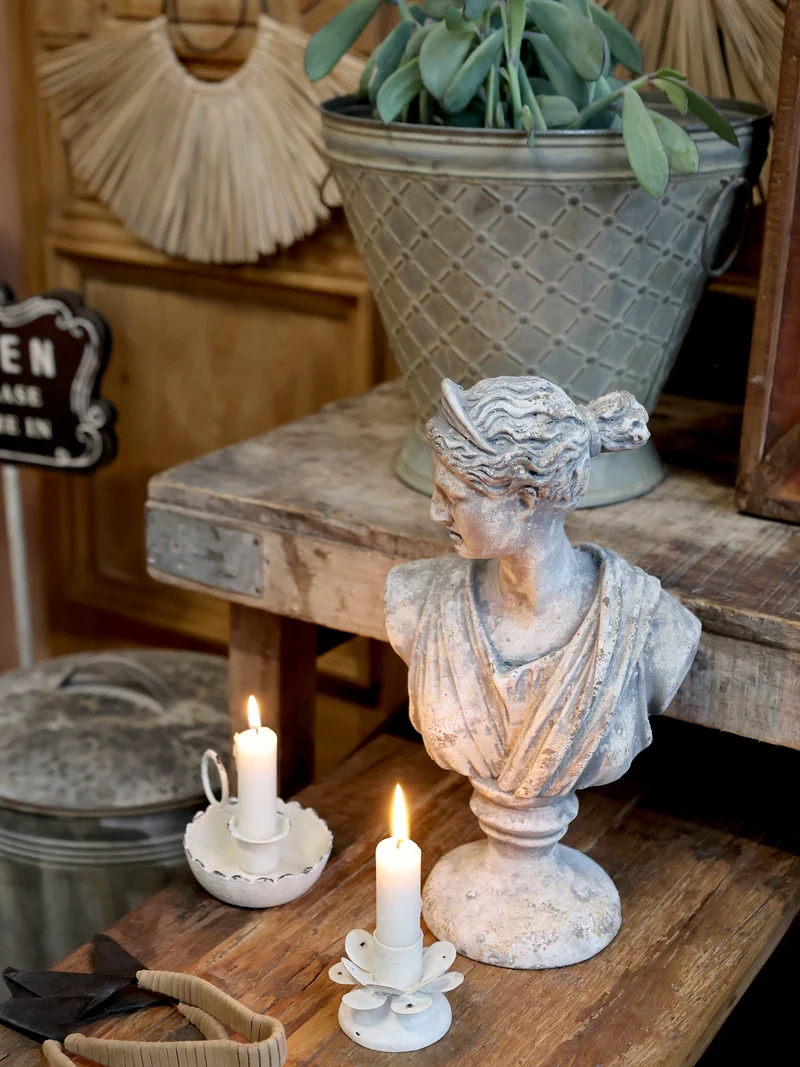 Chic Antique Frauenbüste Antique Grau – Dekorative Skulptur aus Zement
