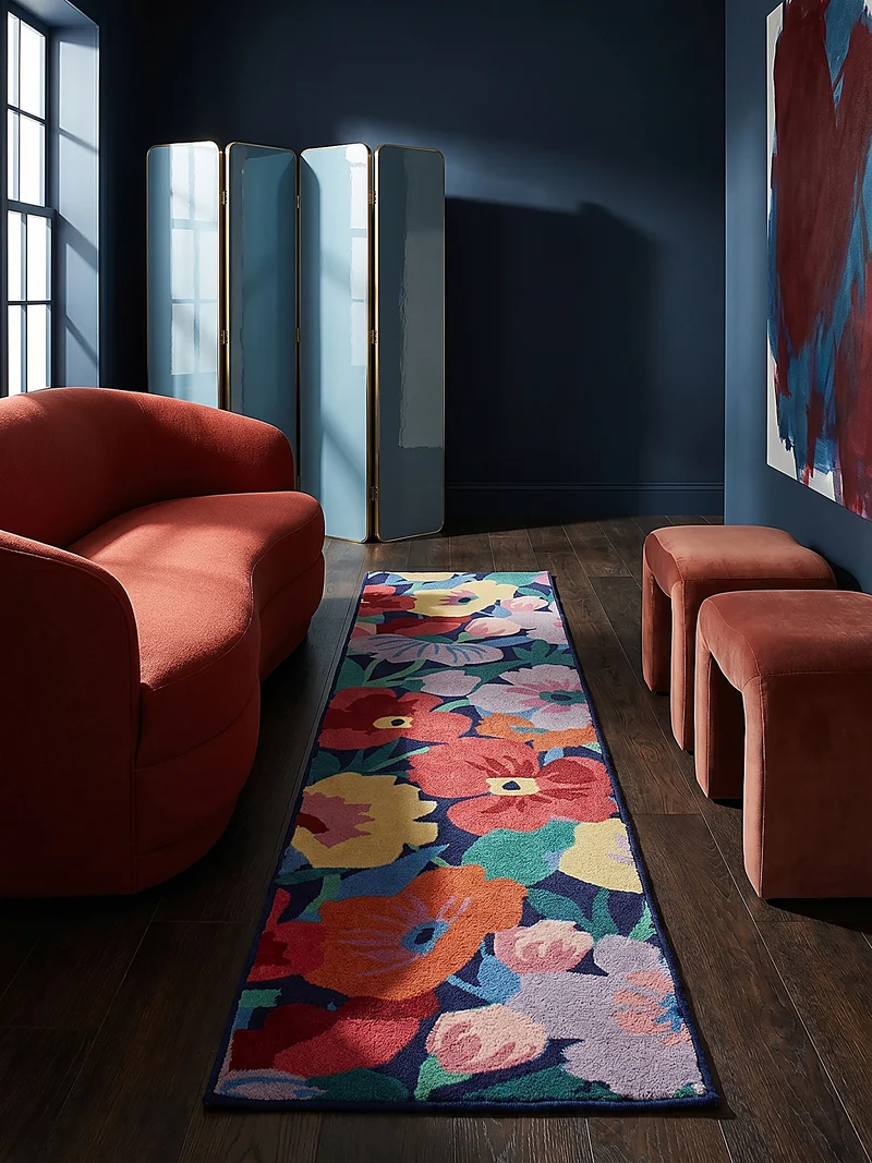 Wollteppich XXL-Blumen · Hoch-Tief 3D · 8 mm · 83 % Wolle