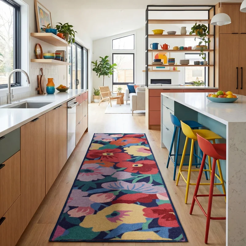 Wollteppich XXL-Blumen · Hoch-Tief 3D · 8 mm · 83 % Wolle