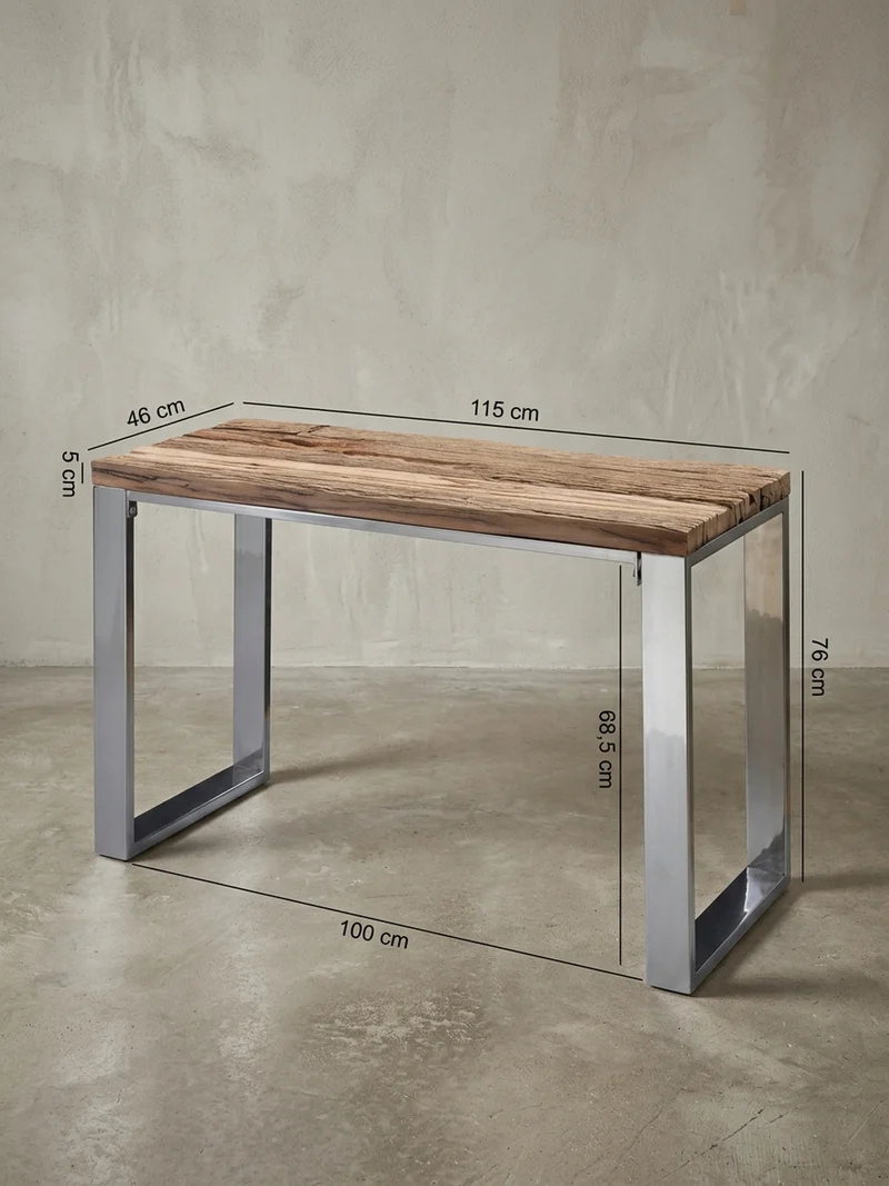 Konsolentisch – Massivholz/Metall, 115 cm, Industrial-Stil