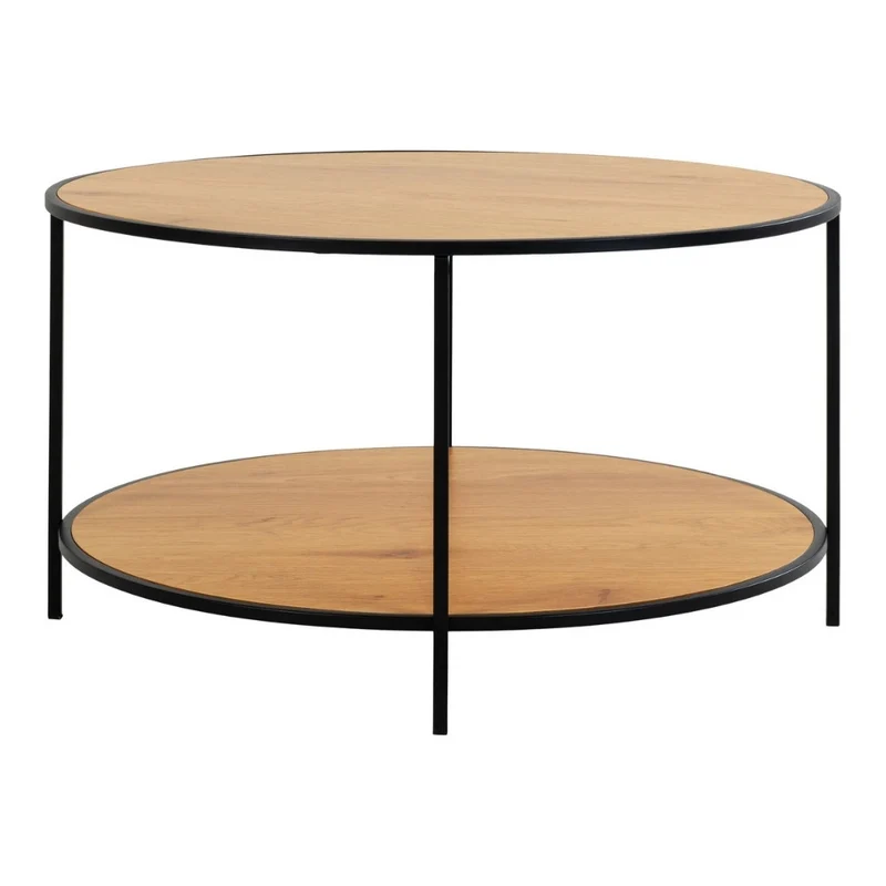 Moderner Couchtisch LEVEN 80cm Eiche-Look Industrial Design Metall