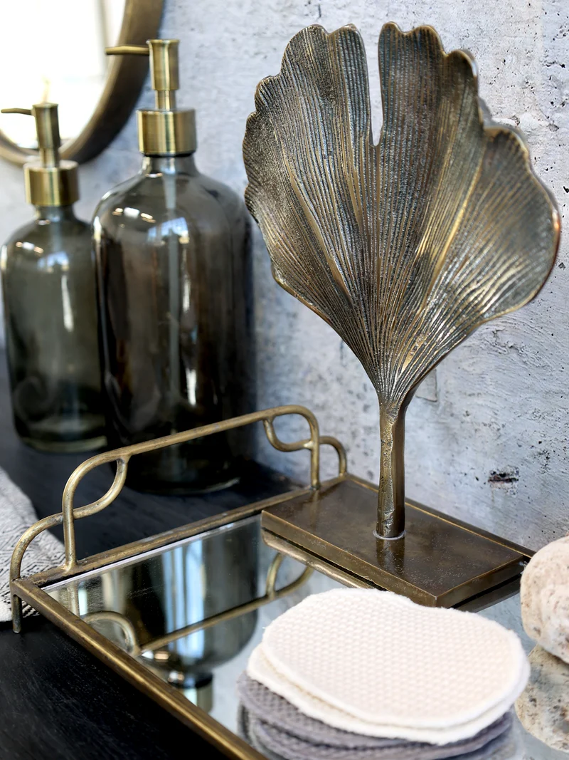 Chic Antique Spiegeltablett mit Henkel Antique Messing – Dekoratives Serviertablett