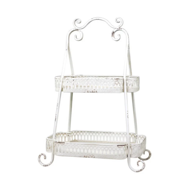 Chic Antique Etagere mit Dekorkante Antique Creme – Vintage Metall Etagere