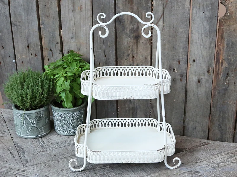 Chic Antique Etagere mit Dekorkante Antique Creme – Vintage Metall Etagere