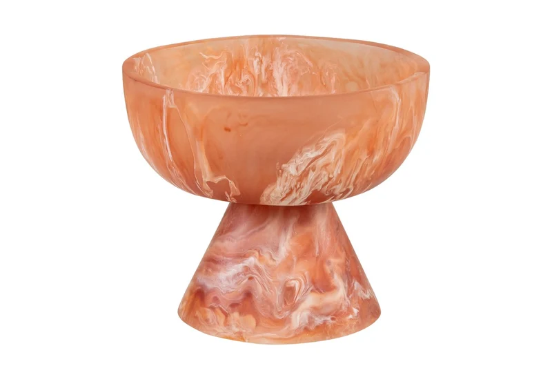 Casa Padrino Luxus Schale Beige / Weinrot Ø 16 x H. 13,5 cm - Kleine Deko Schale aus transluzentem Kunstharz in Rubinrot und Creme - Luxus Deko Accessoires