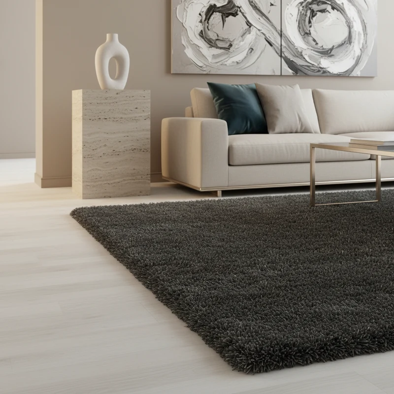 Shaggy Hochflor-Teppich – Moderne Grautöne | 5 cm Florhöhe extra weich