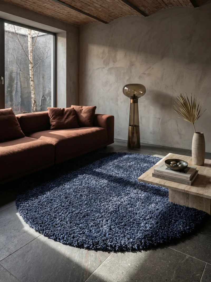Shaggy Hochflor-Teppich – Kühle Frischtöne | 3 cm Florhöhe waschbar