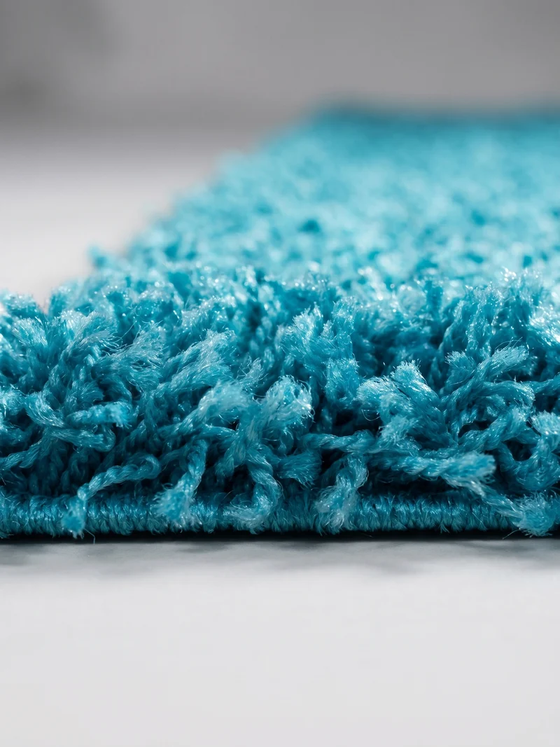 Shaggy Hochflor-Teppich – Kühle Frischtöne | 3 cm Florhöhe waschbar