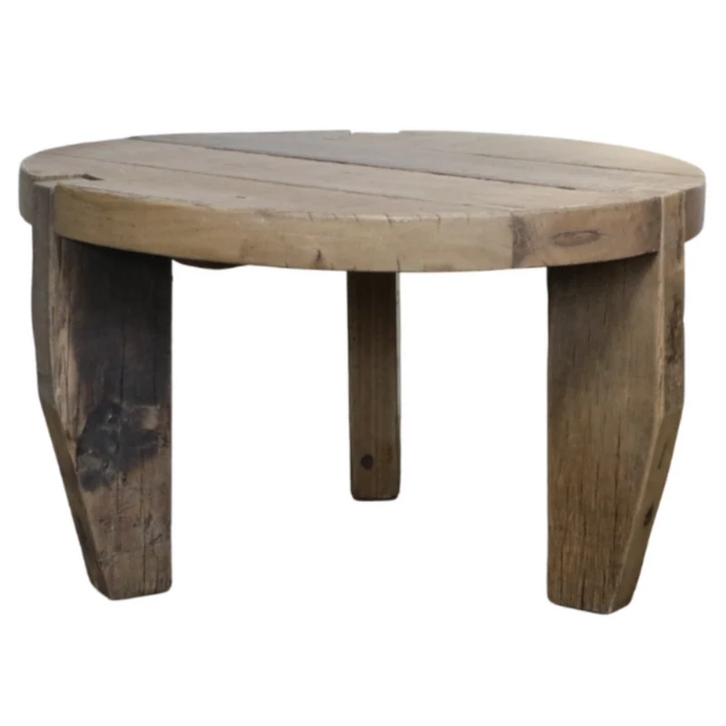 Chic Antique Grimaud Sofatisch rund aus Recyclingholz – Natur