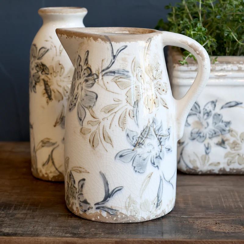 Chic Antique Croix Kanne – Creme mit floralem Muster