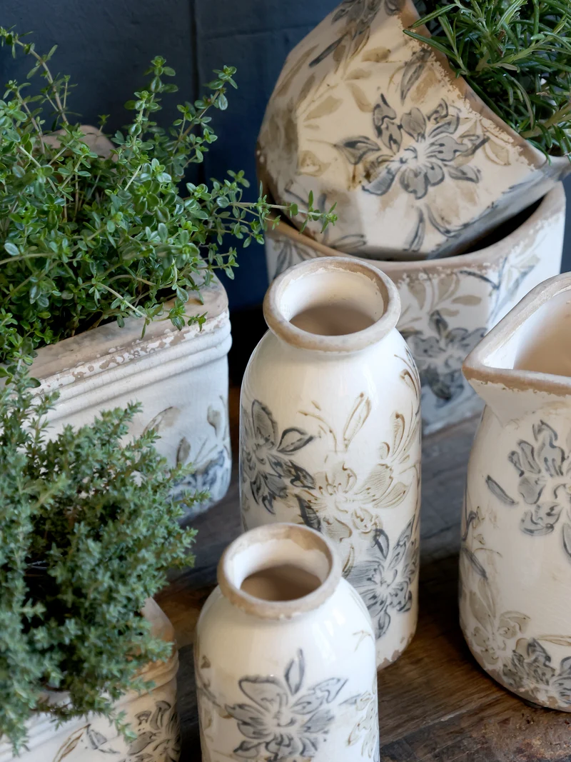 Chic Antique Croix Kanne – Creme mit floralem Muster