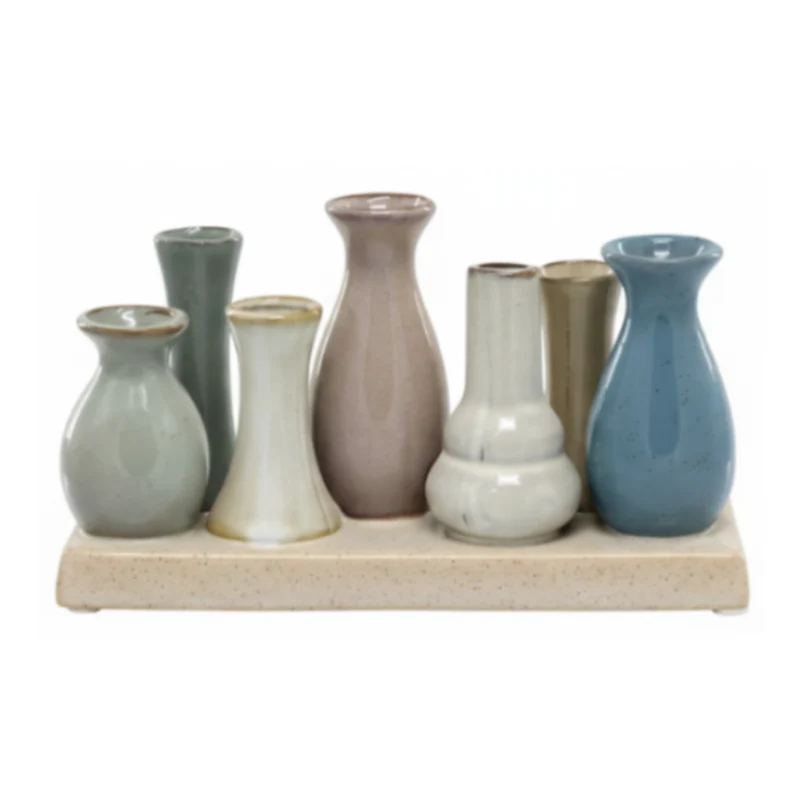 Chic Antique Vasen auf Tablett aus Steingut