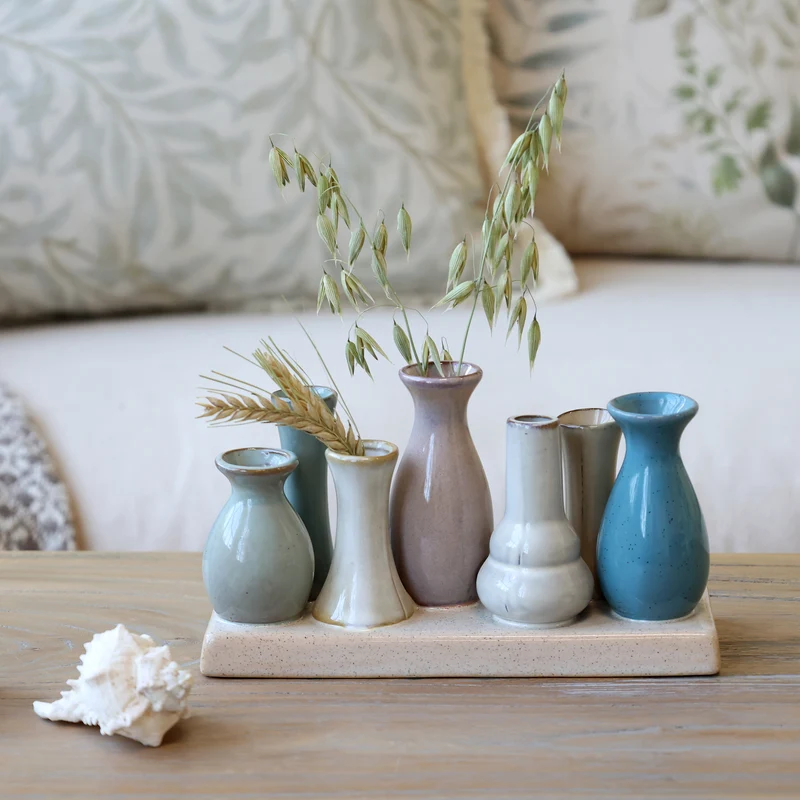 Chic Antique Vasen auf Tablett aus Steingut
