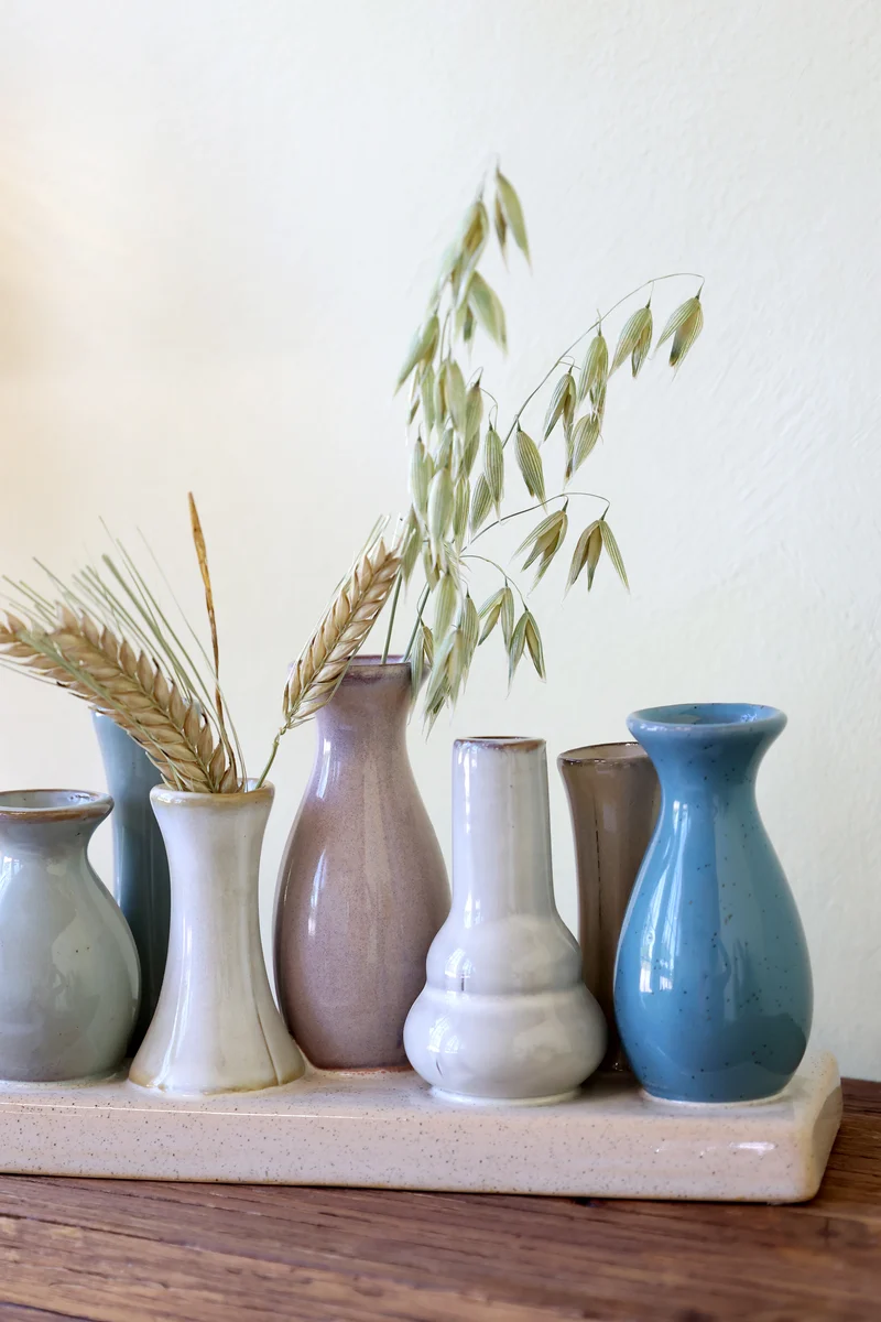 Chic Antique Vasen auf Tablett aus Steingut