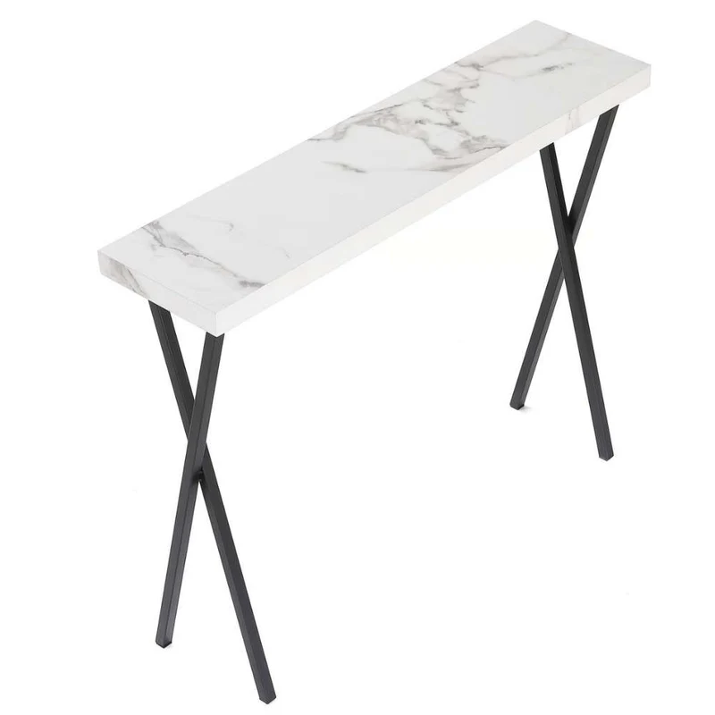 Moderner Konsolentisch TURIN 100cm weiss Marmor-Optik Metallgestell