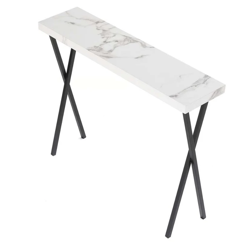 Moderner Konsolentisch TURIN 100cm weiss Marmor-Optik Metallgestell