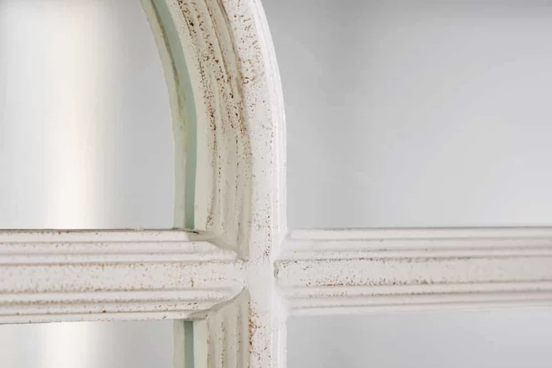 Shabby Chic Rundbogen-Fenster-Spiegel 140cm weiss-antik Landhaus