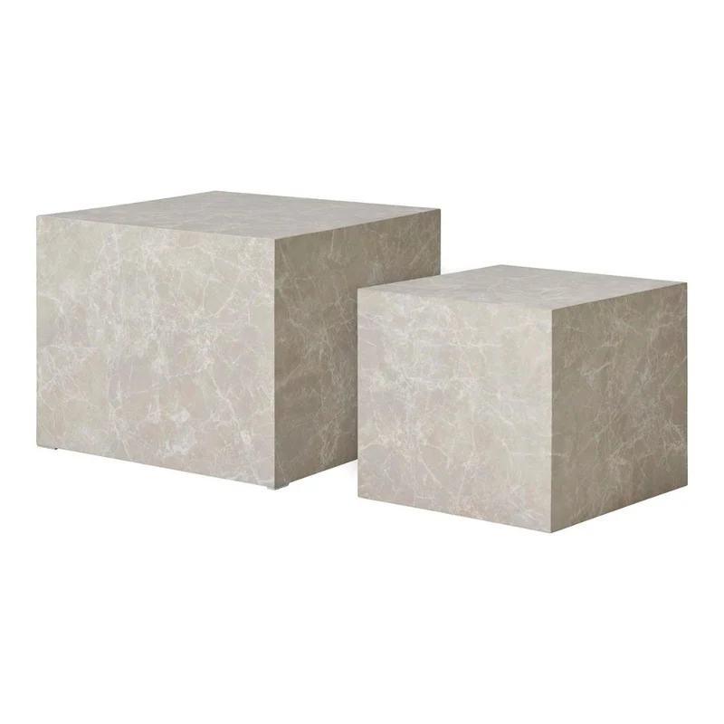 Design Couchtisch POSTATO 40cm Marmor-Look beige creme Betonoptik
