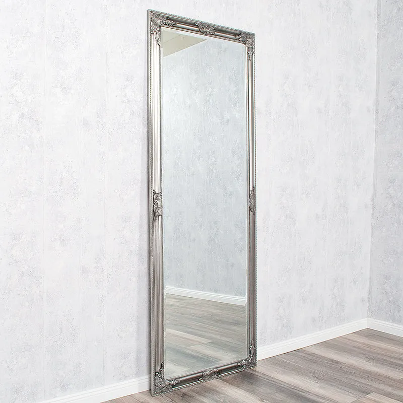 Eleganter Barock Spiegel BESSA 180x60cm silber-antik Holzrahmen